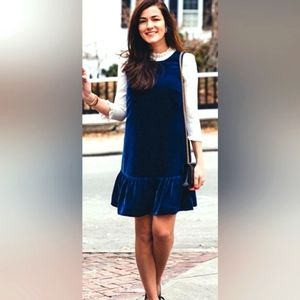 J crew velvet mini dress with ruffle